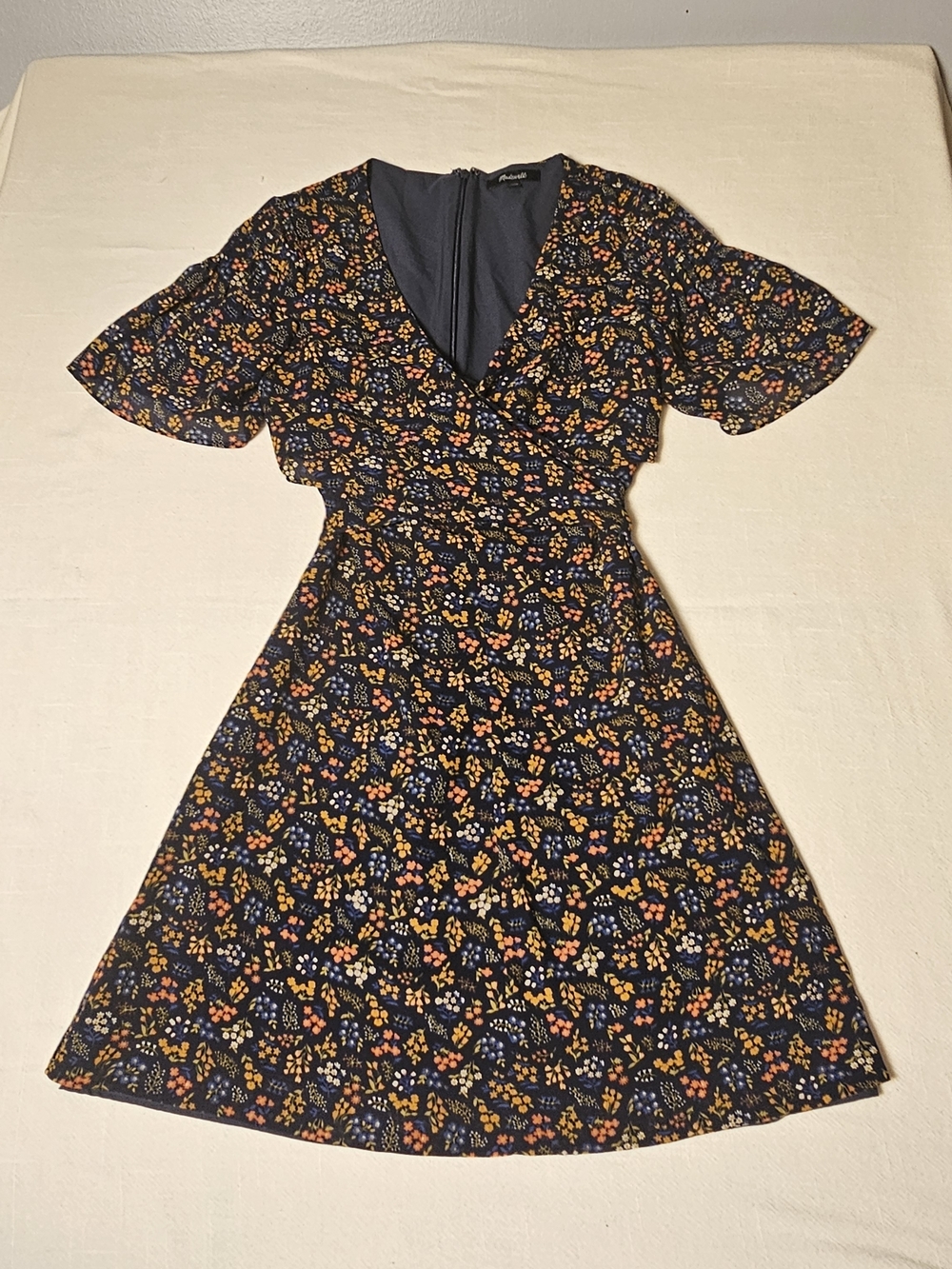 Madewell Garden Party Cross-Front Flutter Sleeve Mini Dress Womens 00 Floral
